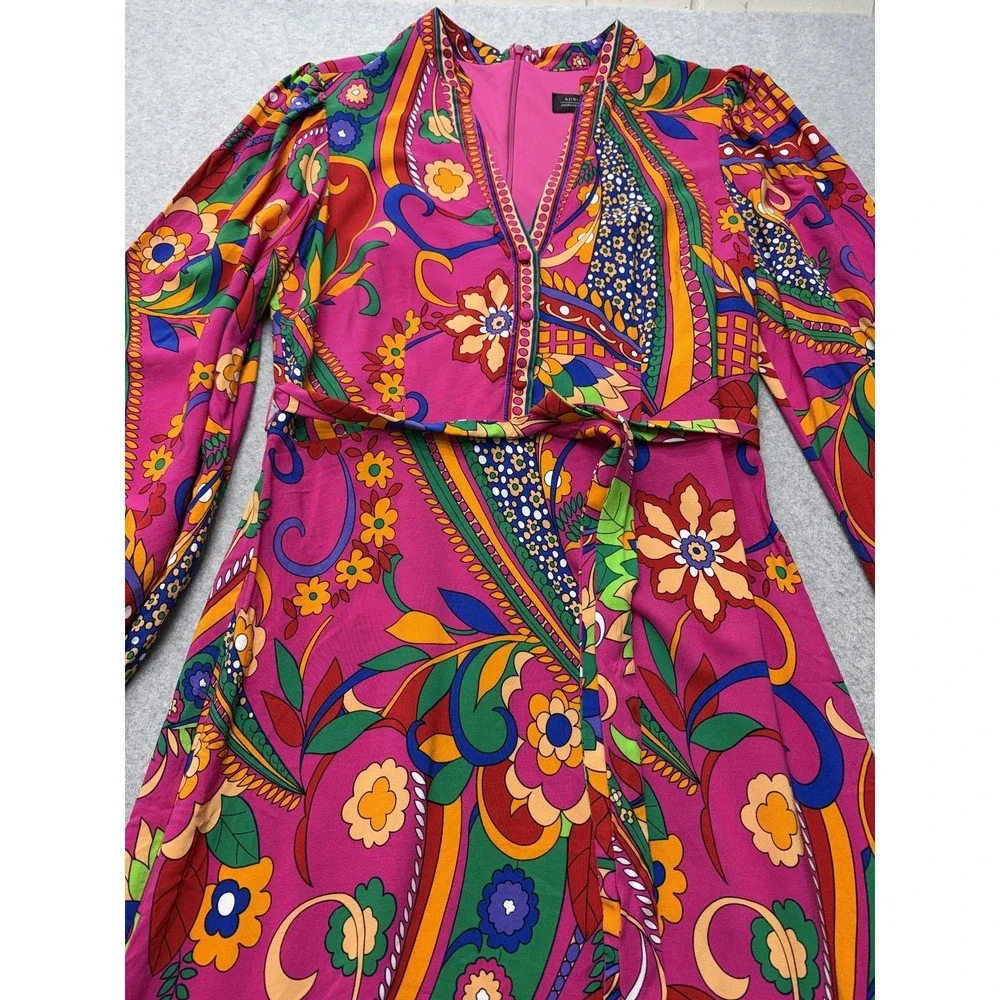 Adrianna Papell Womens Maxi Dress Size 6 Paisley Boho V Neck Balloon Sleeve - Picture 8 of 16